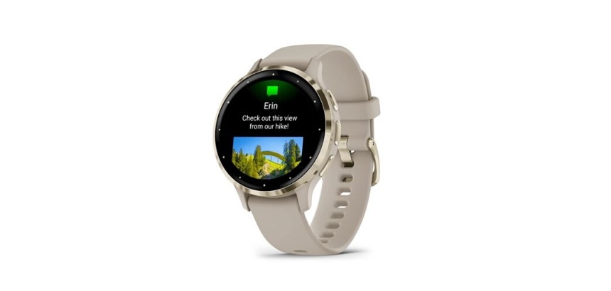 Montre connectée Garmin Venu 3S, Soft Gold avec bracelet lin