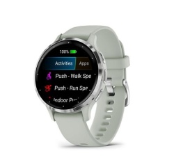 Montre connectée Garmin Venu 3S, Silver avec bracelet vert sauge