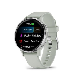 Montre connectée Garmin Venu 3S, Silver avec bracelet vert sauge
