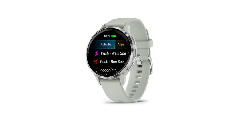Montre connectée Garmin Venu 3S, Silver avec bracelet vert sauge