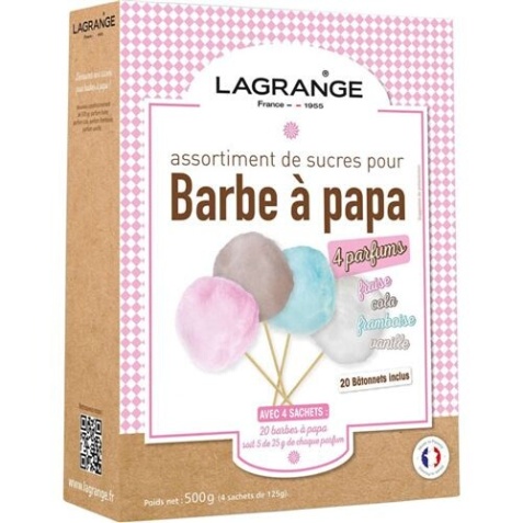 Barbe à papa Lagrange Assortiment de 4 parfums de sucres pour barbes à papa