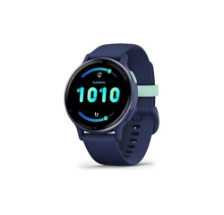 Montre connectée Garmin Vivoactive 5, Metallic Blue avec bracelet bleu marine