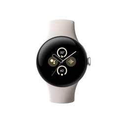 Montre connectée Google Pixel Watch 2 – Boîtier en aluminium Argent Poli – Bracelet sport Porcelaine – 4G LTE