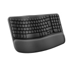 Clavier Logitech Wave Keys clavier ergonomique sans fil, repose-poignets rembourre, frappe naturelle et confortable, Easy-Switch, Bluetooth, recepteur Logi Bolt, multi-SE, Windows/Mac