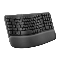 Clavier Logitech Wave Keys clavier ergonomique sans fil, repose-poignets rembourre, frappe naturelle et confortable, Easy-Switch, Bluetooth, recepteur Logi Bolt, multi-SE, Windows/Mac