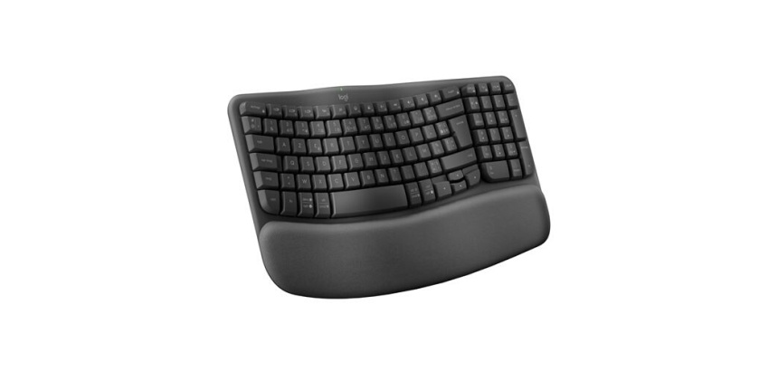 Clavier Logitech Wave Keys clavier ergonomique sans fil, repose-poignets rembourre, frappe naturelle et confortable, Easy-Switch, Bluetooth, recepteur Logi Bolt, multi-SE, Windows/Mac