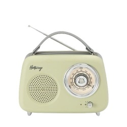 Radio Halterrego Enceinte/Radio retro RMS 5W, Bluetooth, Radio FM, lecteur USB, Aux IN, Batterie rechargeable, vert olive