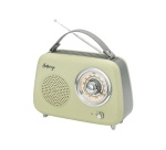 Radio Halterrego Enceinte/Radio retro RMS 5W, Bluetooth, Radio FM, lecteur USB, Aux IN, Batterie rechargeable, vert olive