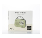 Radio Halterrego Enceinte/Radio retro RMS 5W, Bluetooth, Radio FM, lecteur USB, Aux IN, Batterie rechargeable, vert olive