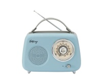 Radio Halterrego Enceinte/Radio retro RMS 5W, Bluetooth, Radio FM, lecteur USB, Aux IN, Batterie rechargeable, Bleu gris