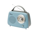 Radio Halterrego Enceinte/Radio retro RMS 5W, Bluetooth, Radio FM, lecteur USB, Aux IN, Batterie rechargeable, Bleu gris
