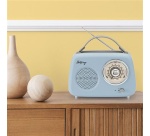Radio Halterrego Enceinte/Radio retro RMS 5W, Bluetooth, Radio FM, lecteur USB, Aux IN, Batterie rechargeable, Bleu gris