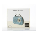 Radio Halterrego Enceinte/Radio retro RMS 5W, Bluetooth, Radio FM, lecteur USB, Aux IN, Batterie rechargeable, Bleu gris