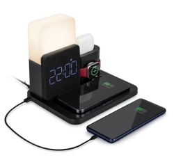 Chargeur pour téléphone mobile Bbc Base de charge induction 3 en 1 + Reveil + Lampe