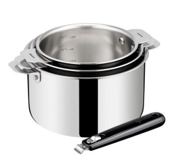 Batterie de cuisine Lagostina ESPERTA TRIPLY POIGNEE AMOVIBLE Lot 3 Cass + Poignee