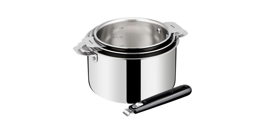 Batterie de cuisine Lagostina ESPERTA TRIPLY POIGNEE AMOVIBLE Lot 3 Cass + Poignee