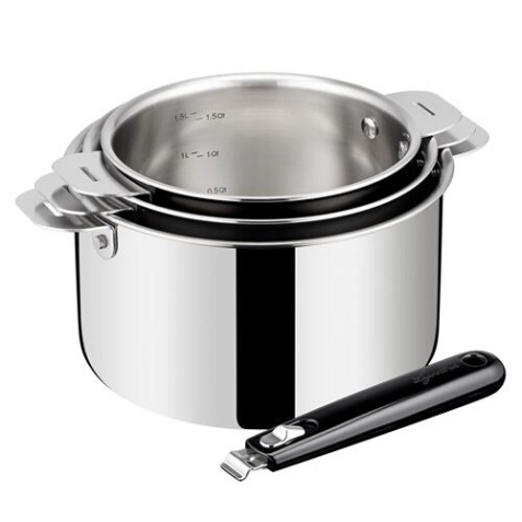 Batterie de cuisine Lagostina ESPERTA TRIPLY POIGNEE AMOVIBLE Lot 3 Cass + Poignee