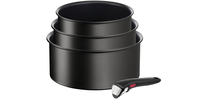 Batterie de cuisine Tefal LOT 3 CASSEROLES 16/18/20 CM + 1 POGNEE AMOVIBLE INGENIO ECO RESIST INDUCTION L3979202