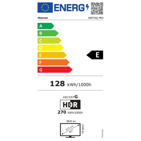 TV LED Hisense 85E7NQ Pro Qled Dolby vision & Atmos 144HZ 4K 215cm 2024