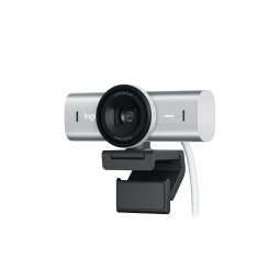 Webcam Logitech MX Brio  de collaboration et streaming 4K Ultra HD, 1080p a 60 IPS, 2 micros avec reduction de bruit, USB-C, cache pour webcam - Gris Pale