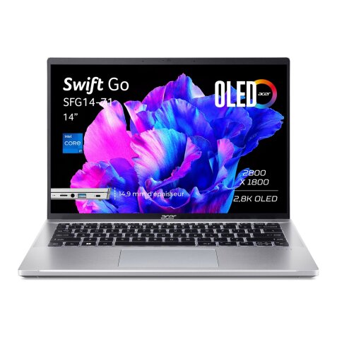 PC portable Acer Swift GO SFG14-71-76TB 14" INTEL CORE i7-1355U 16 GO RAM 512 GO SSD 2.8K OLED GRIS