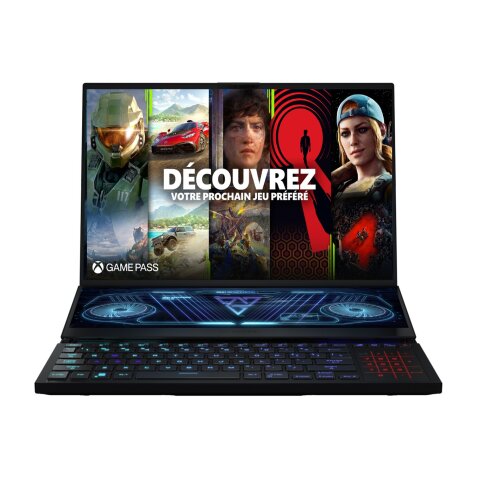 PC portable Asus ROG ZEPHYRUS DUO GX650RW 16" XQGA 165hz et ScreenPad Plus AMD Ryzen 7 6800H RAM 32 Go DDR5 1 To SSD GeForce RTX 3070 Ti TGP 150w Noir