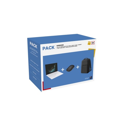 PC portable Samsung Pack Galaxy Book2 Pro NP950XGK 15,6" Full HD Intel Core Ultra 7 16 Go RAM 512 Go SSD Argent + Sac à dos Noir + Souris sans fil Bluetooth Noir