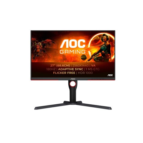 Ecran PC Aoc Ecran gaming 27" - QHD - MiniLED - 180Hz - 1ms - HDR1000 - Ajustable en hauteur - FreeSync Premium