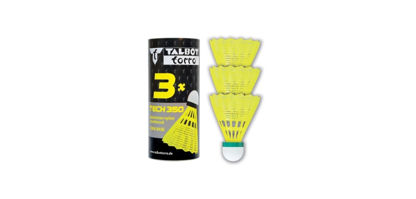 Volant de badminton Tech350, lent, jaune/vert