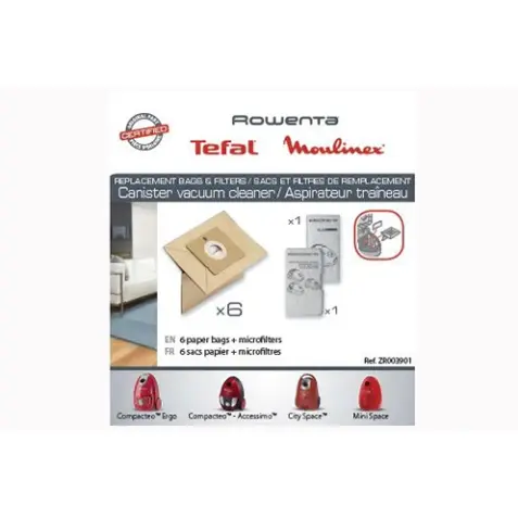 Sac aspirateur Rowenta ZR003901 6 sacs + 2 microfiltres