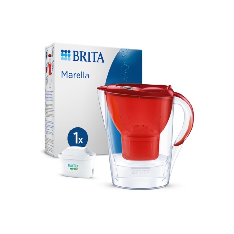 Bouteille et carafe filtrante Brita Carafe filtrante Marella rouge (2,4L) inclus 1 cartouche filtrante MAXTRA PRO All-in-1