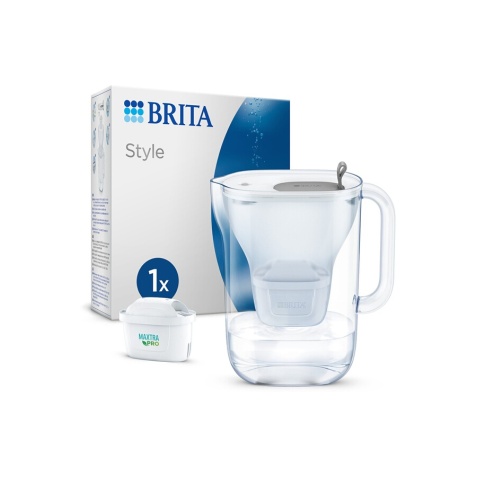 Bouteille et carafe filtrante Brita Carafe filtrante Style grise (2,4L) inclus 1 cartouche filtrante MAXTRA PRO All-in-1