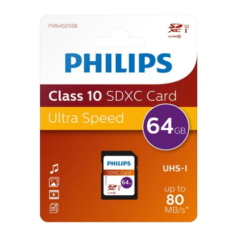 Carte mémoire SD Philips PHSD64GBXCCL10