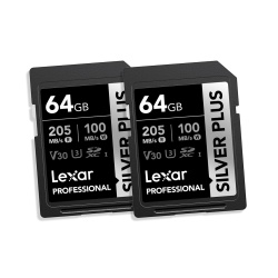 Carte mémoire SD Lexar PACK 2 SDXC 64GO SILVER PLUS