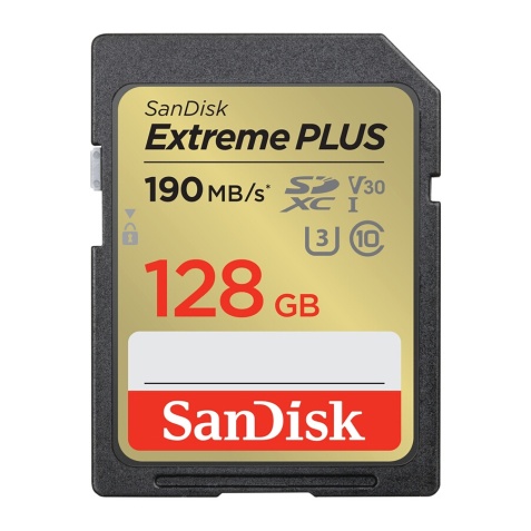 Carte mémoire SD Sandisk Extreme PLUS 128GB SDXC 190MB/s