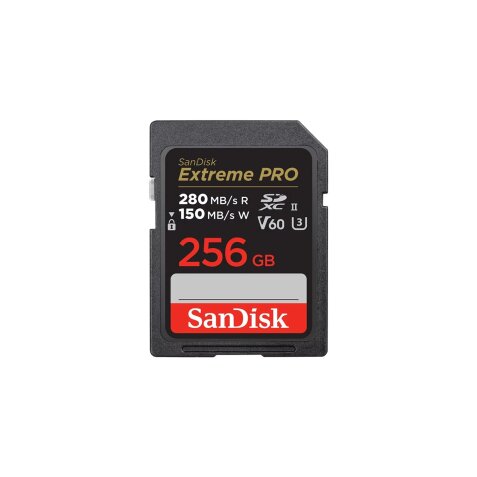 Carte mémoire SD Sandisk Extreme Pro 256 Go, 280/100MB/s,V60,C10,UHS-II,U3