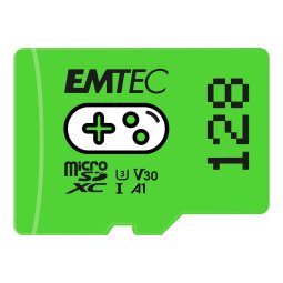 Carte mémoire micro SD Emtec Carte mémoire Gaming microSD UHS-I U3 V30 A1/A2 Emtec 128 Go Vert