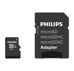 Carte mémoire micro SD Philips SDHC UHS-I U1 16GB avec Adaptateur SD