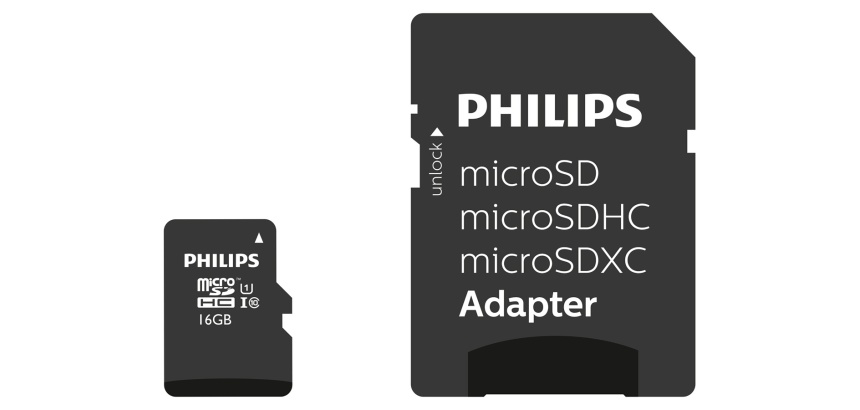 Carte mémoire micro SD Philips SDHC UHS-I U1 16GB avec Adaptateur SD