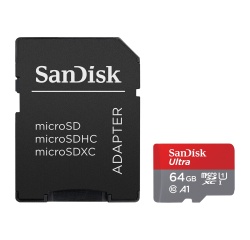 Carte mémoire micro SD Sandisk Ultra PLUS microSDXC 64GB + SD Adapter 150MB/s A1 Class 10 UHS-I