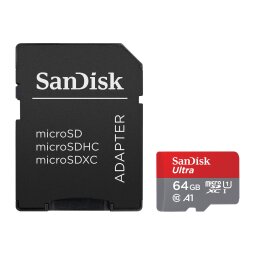 Carte mémoire micro SD Sandisk Ultra PLUS microSDXC 64GB + SD Adapter 150MB/s  A1 Class 10 UHS-I