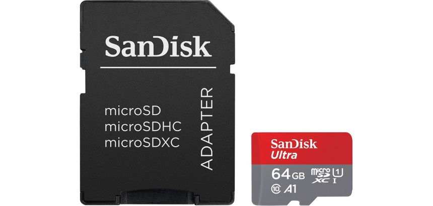 Carte mémoire micro SD Sandisk Ultra PLUS microSDXC 64GB + SD Adapter 150MB/s A1 Class 10 UHS-I