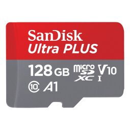 Carte mémoire micro SD Sandisk Carte Ultra PLUS microSDXC 128GB + SD Adapter 150MB/s A1 Class 10 UHS-I