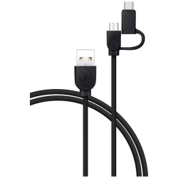 Câble téléphone portable Bbc Câble 2 en 1 USB A/micro USB & USB C - 1,2m noir