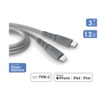 Câble téléphone portable Force Power Cable Ultra Renforce C/Lightning 1.2m Recycle Gris