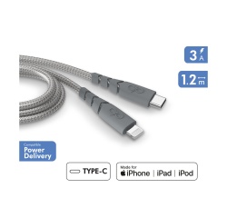Câble téléphone portable Force Power Cable Ultra Renforce C/Lightning 1.2m Recycle Gris