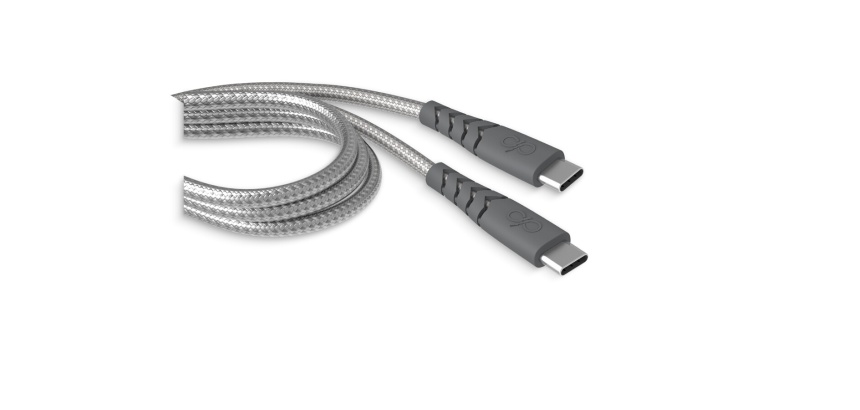Câble téléphone portable Force Power Câble renforcé C/C 1.2m 3A Gris