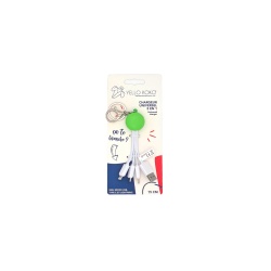 Câble téléphone portable Yello Koko Andy USBA - USBC/Micro/Light 15cm Macaron Vert