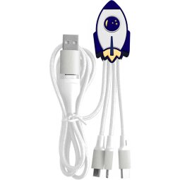 Câble téléphone portable Yello Koko Cable Andy multi-connecteur USB-A vers USB-C/Micro/Light 15cm Fusee