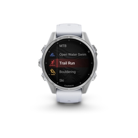 Montre connectée Garmin fenix 8 AMOLED 43mm Acier Silver avec bracelet blanc